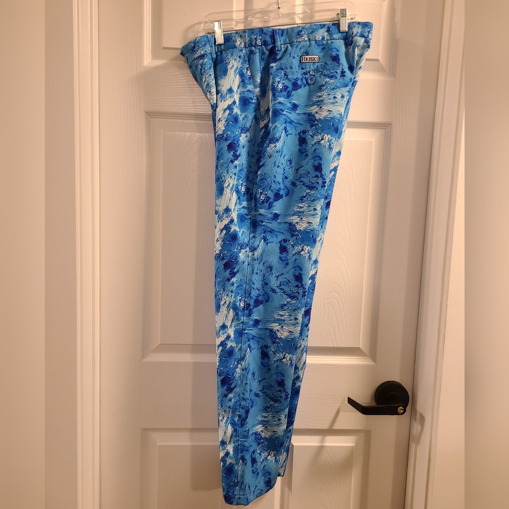 Mens Hreski Golf Pants Watercolor Marble Size: 36X32 Color: Abstract Blue